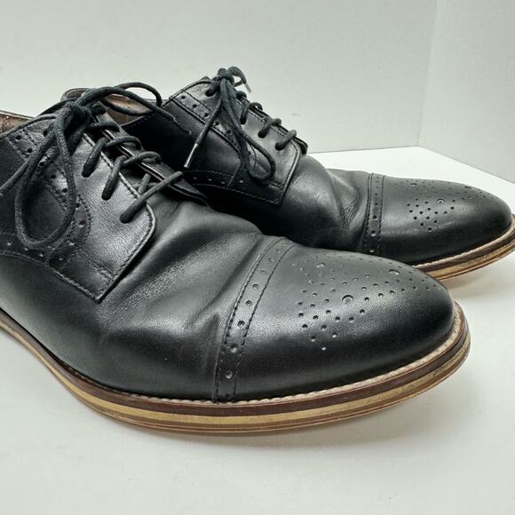 Johnston & Murphy 59-1991 Black Leather Carriker Cap Toe Lace Up Dress Shoes main image 6